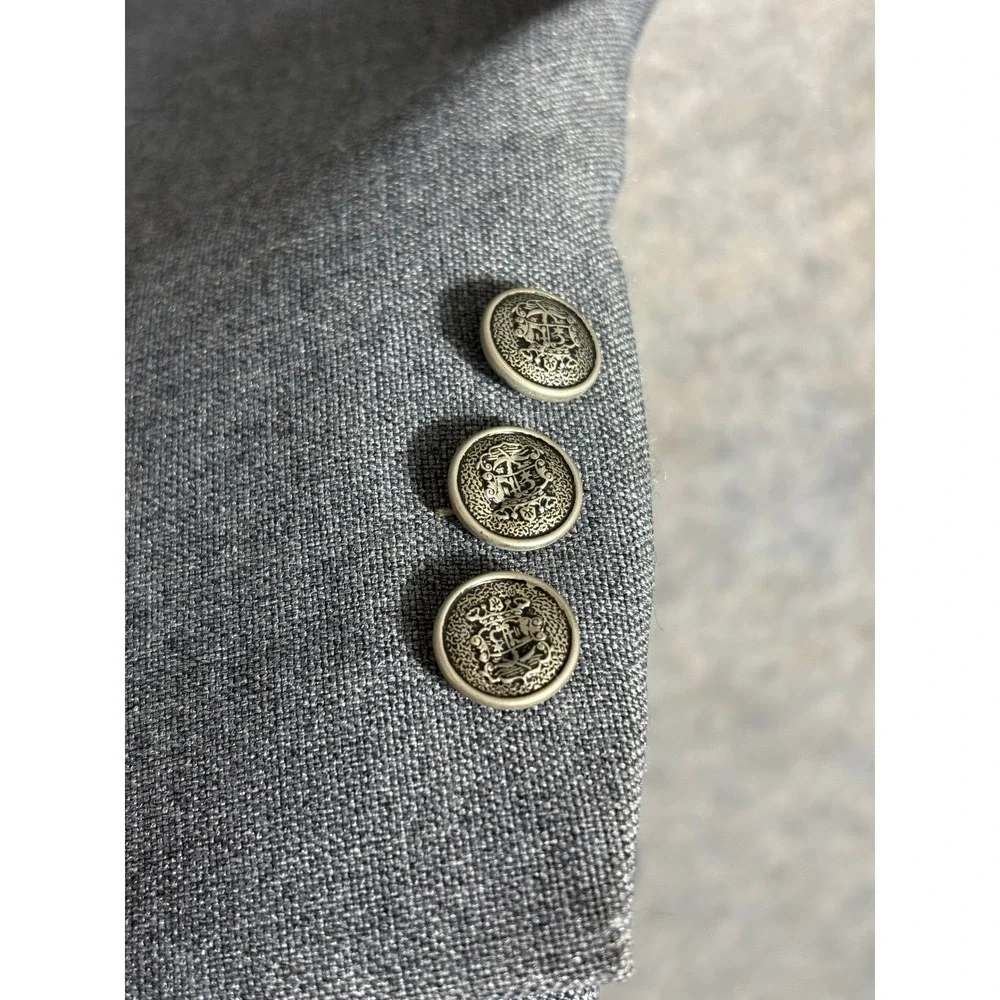 Oakmont Tailoring Mens Gray Blazer Jacket Buttons Double Breasted Formal Smart‎